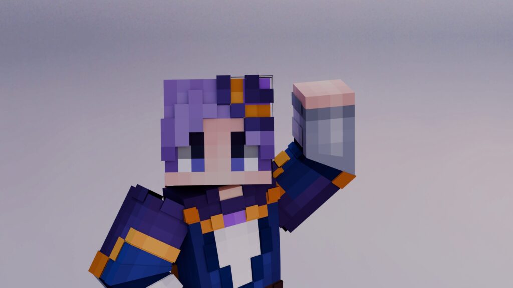 5G’s Minecraft character waving hello.